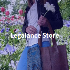 Knop naar Legalance Store met persoon die grote tas draagt en bloemen